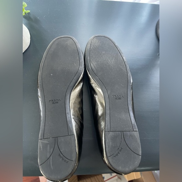 Prada Metallic Charcoal Grey Flats Size 9 (39) - Picture 6 of 12